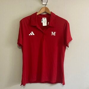 NWT McPherson College Adidas Red Polo with White Accents, Size Women’s Large